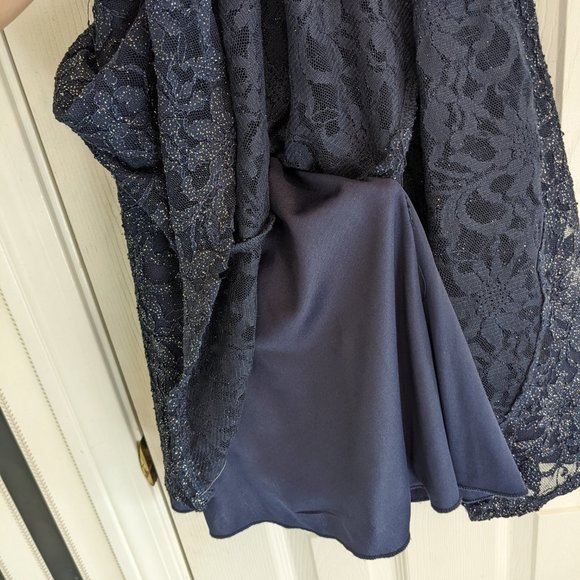 Juniors Formal Navy Blue and Rainbow Foil Dress Size 1 - Picture 4 of 6